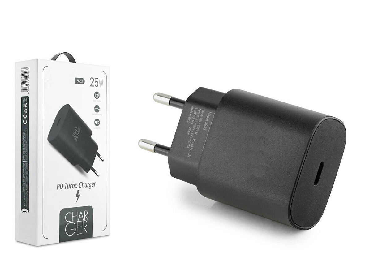 LG G7 Uyumlu SG63 25W Pd USB Ultra Turbo Fast Hızlı Şarj Başlığı Kafa 