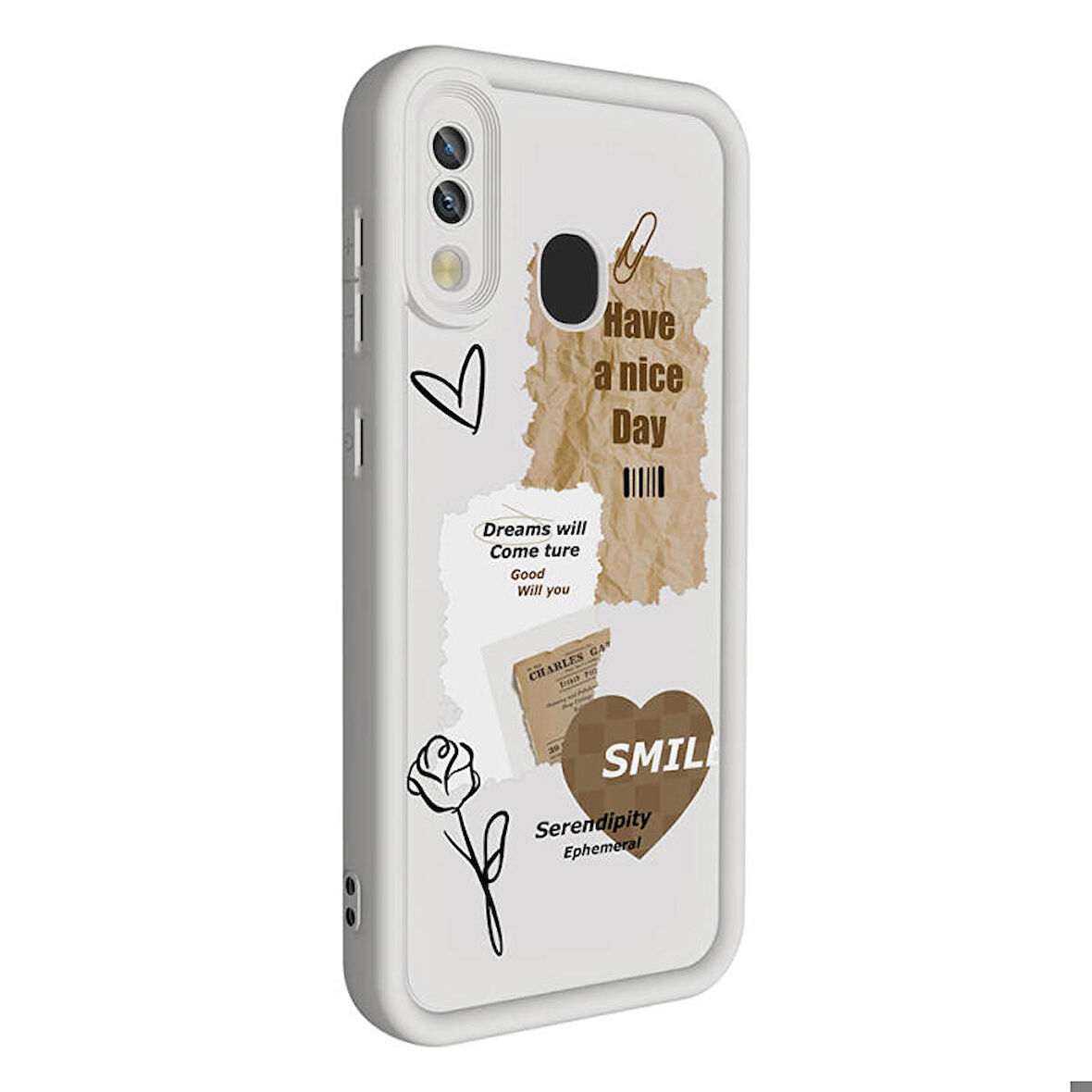 Samsung Galaxy A20 Kılıf Kamera Korumalı Baskılı Arka Yüzey Klas Silikon Kapak + Ekran Koruma