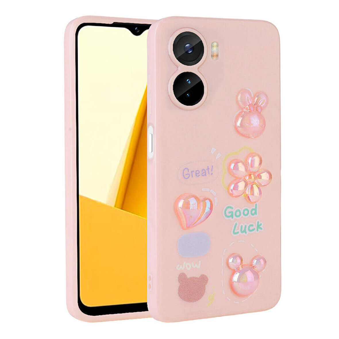 Vivo Y16 Kılıf Kabartma Figürlü Parlak Toys Silikon Kapak