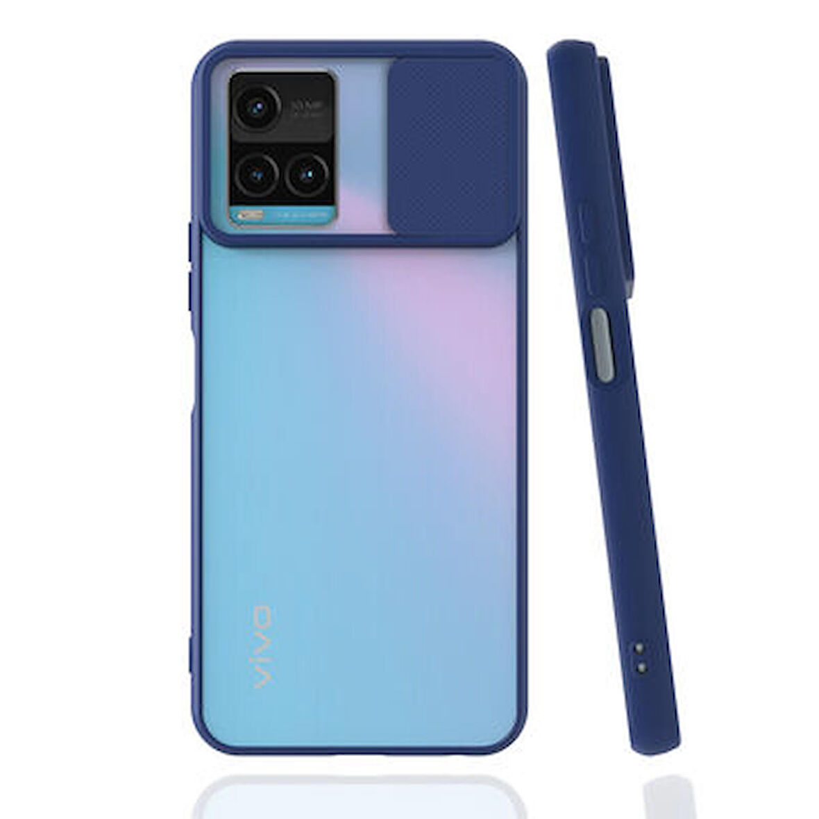 Vivo Y33S Kılıf Lensi Kamera Korumalı Sürgülü Silikon Kapak