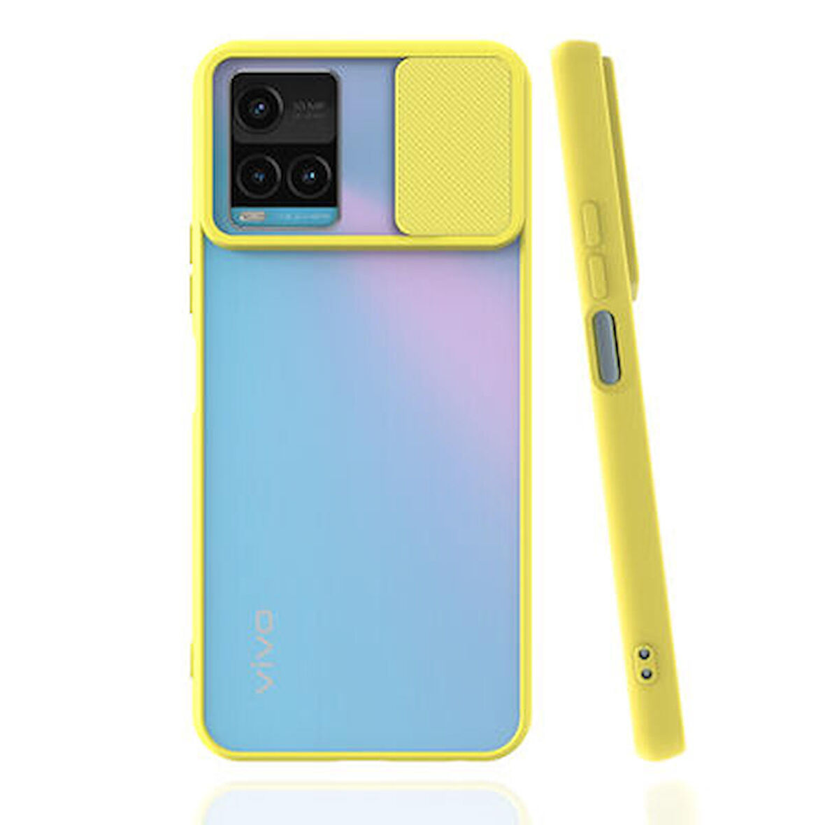 Vivo Y21S Kılıf Lensi Kamera Korumalı Sürgülü Silikon Kapak
