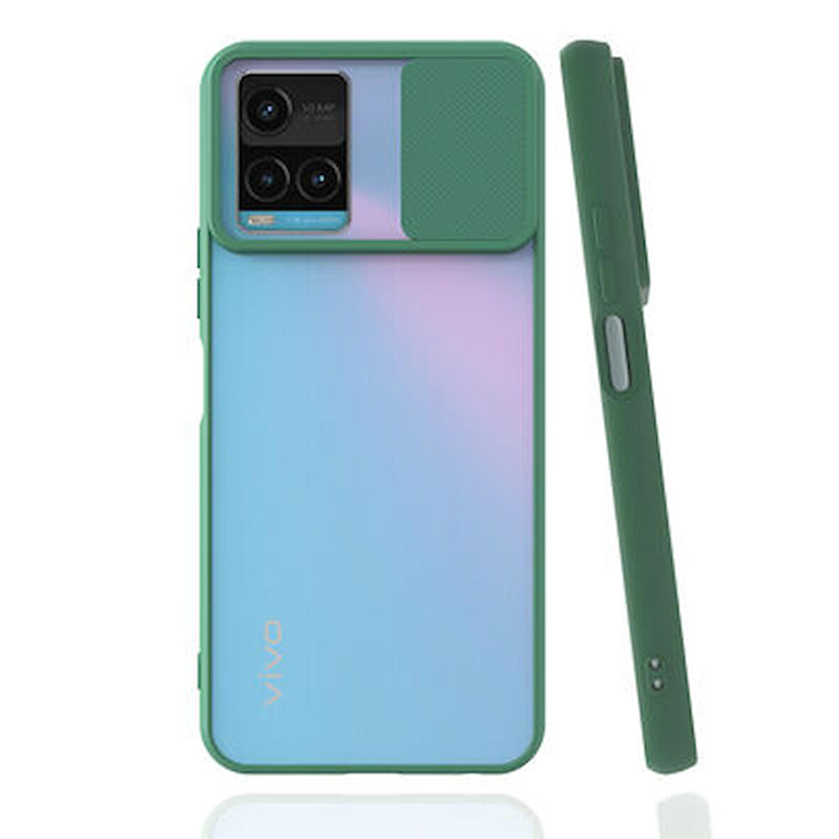 Vivo Y21S Kılıf Lensi Kamera Korumalı Sürgülü Silikon Kapak