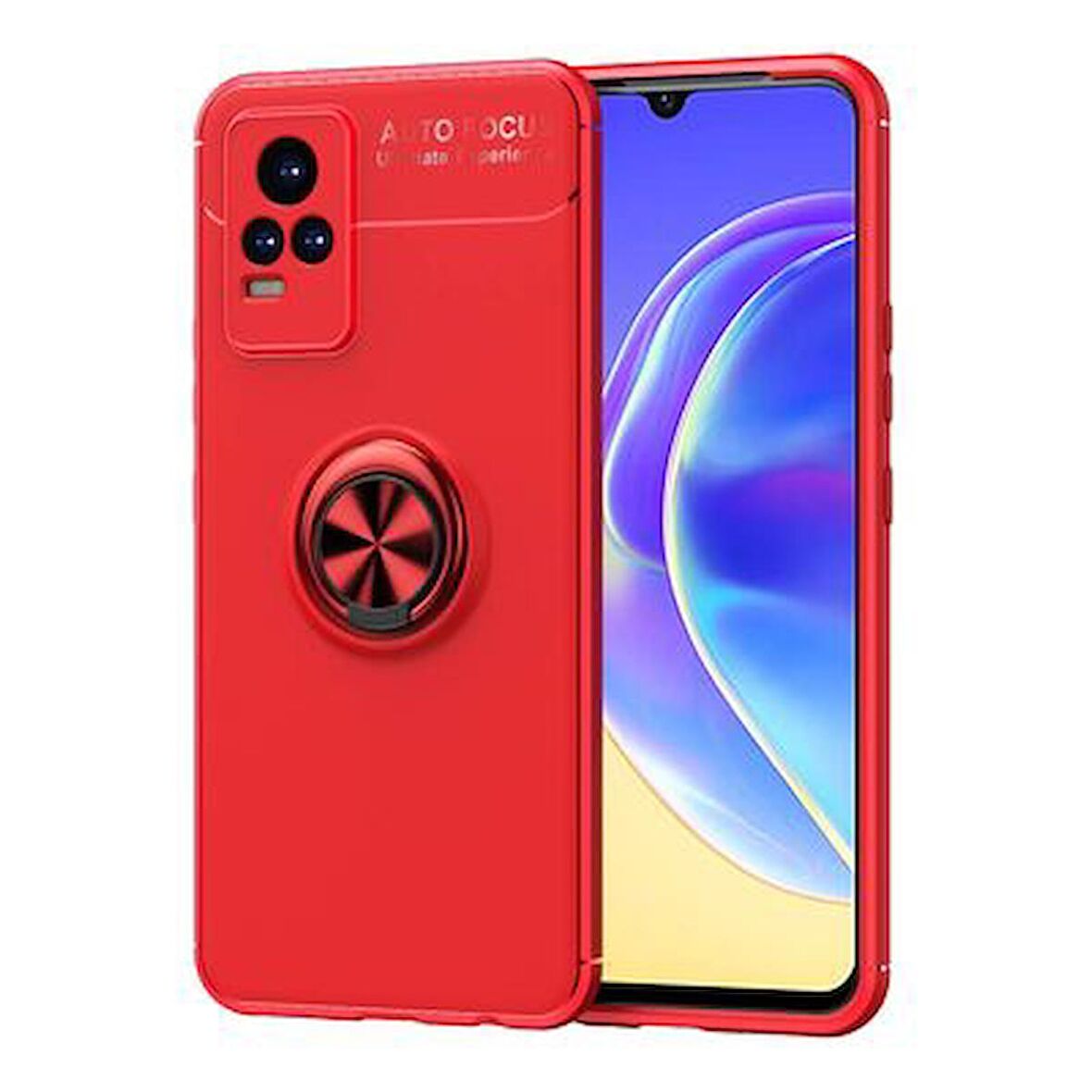 Vivo V21E Kılıf Ravel Yüzüklü Standlı Silikon Kapak