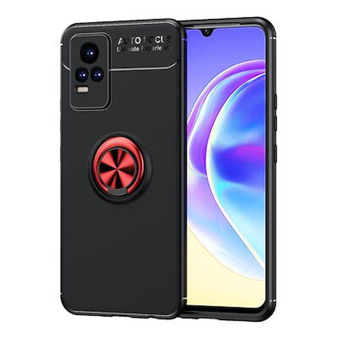 Vivo V21E Kılıf Ravel Yüzüklü Standlı Silikon Kapak