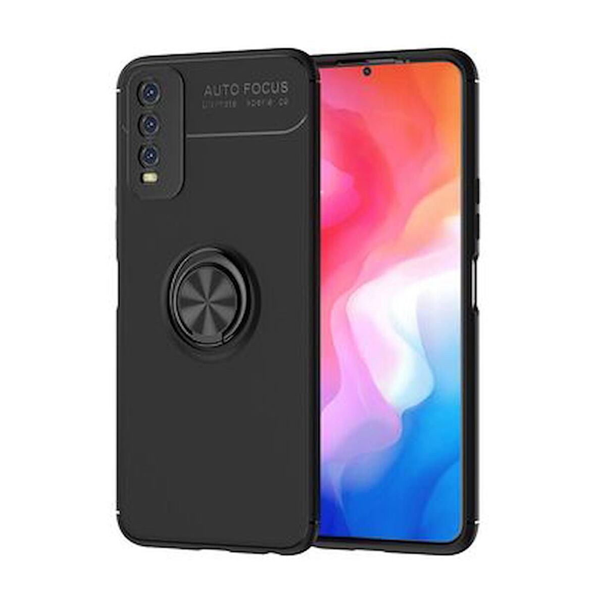 Vivo Y20 Kılıf Ravel Yüzüklü Standlı Silikon Kapak