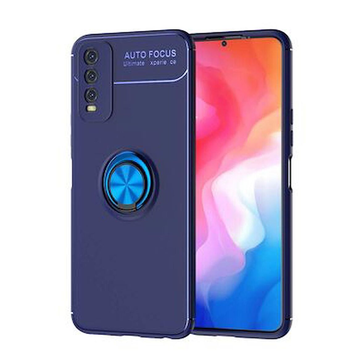 Vivo Y20 Kılıf Ravel Yüzüklü Standlı Silikon Kapak