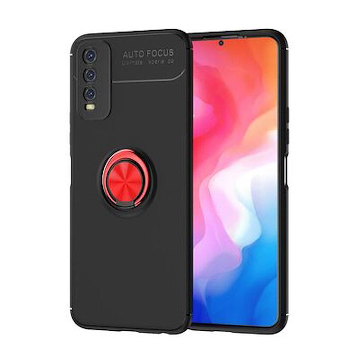 Vivo Y20 Kılıf Ravel Yüzüklü Standlı Silikon Kapak