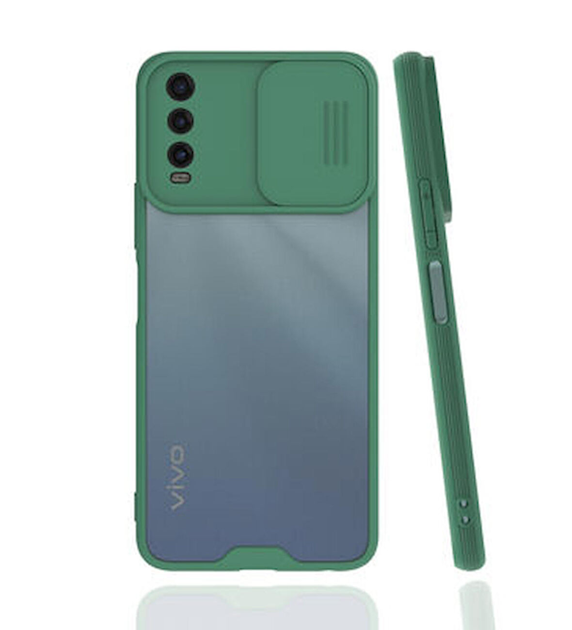 Vivo Y20 Kılıf Lensi Kamera Korumalı Sürgülü Silikon Kapak