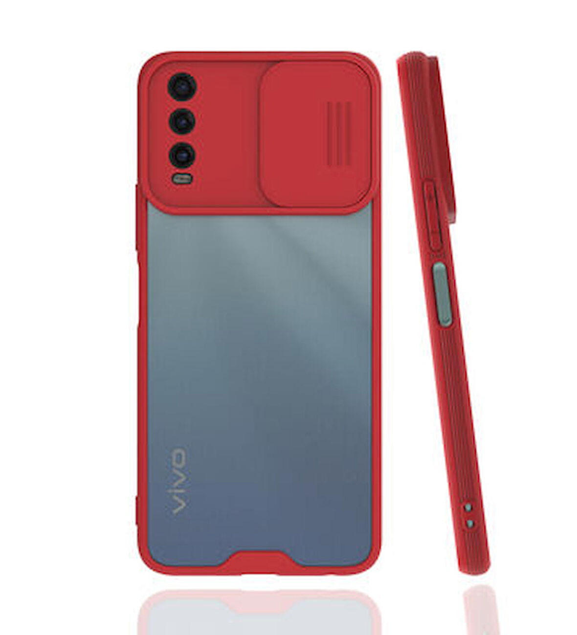 Vivo Y20 Kılıf Lensi Kamera Korumalı Sürgülü Silikon Kapak