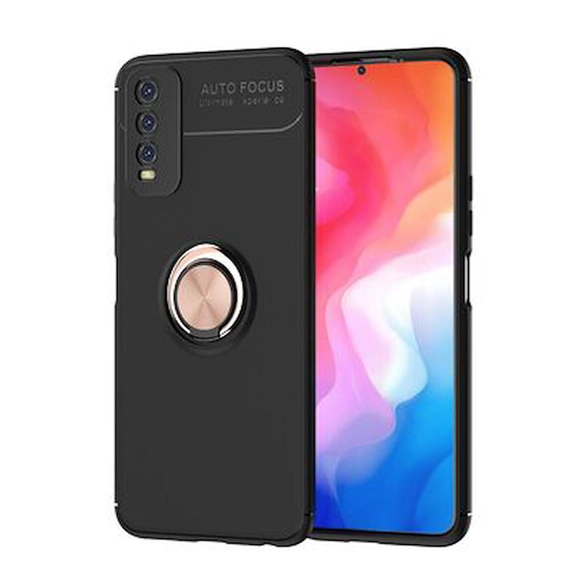 Vivo Y20S Kılıf Ravel Yüzüklü Standlı Silikon Kapak