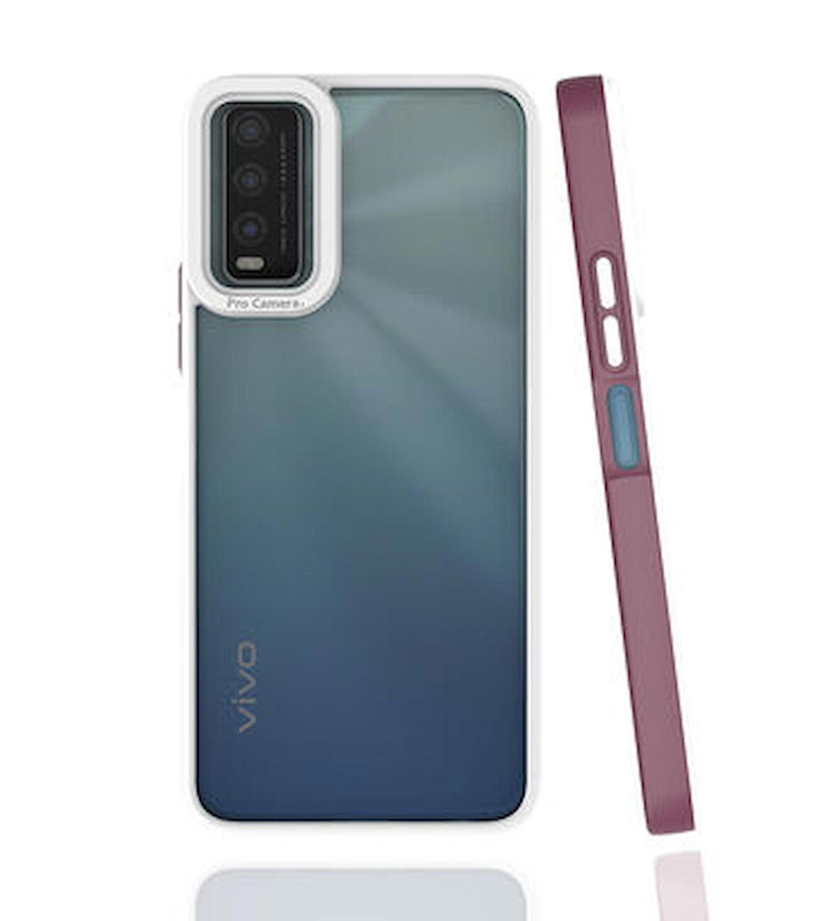 Vivo Y20S Kılıf Mima Arkası Şeffaf Yanları Renkli Kapak