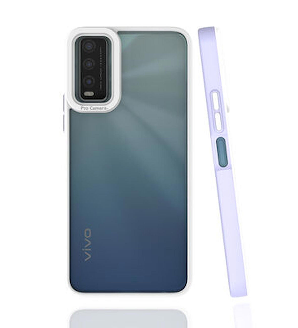 Vivo Y20S Kılıf Mima Arkası Şeffaf Yanları Renkli Kapak