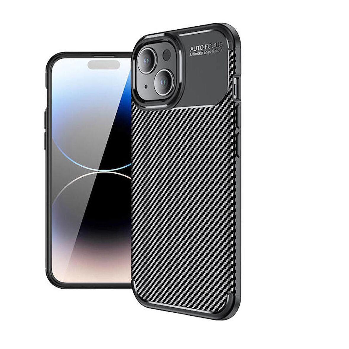 Apple iPhone 15 Kılıf Negro Karbon Görünümlü Silikon Kapak