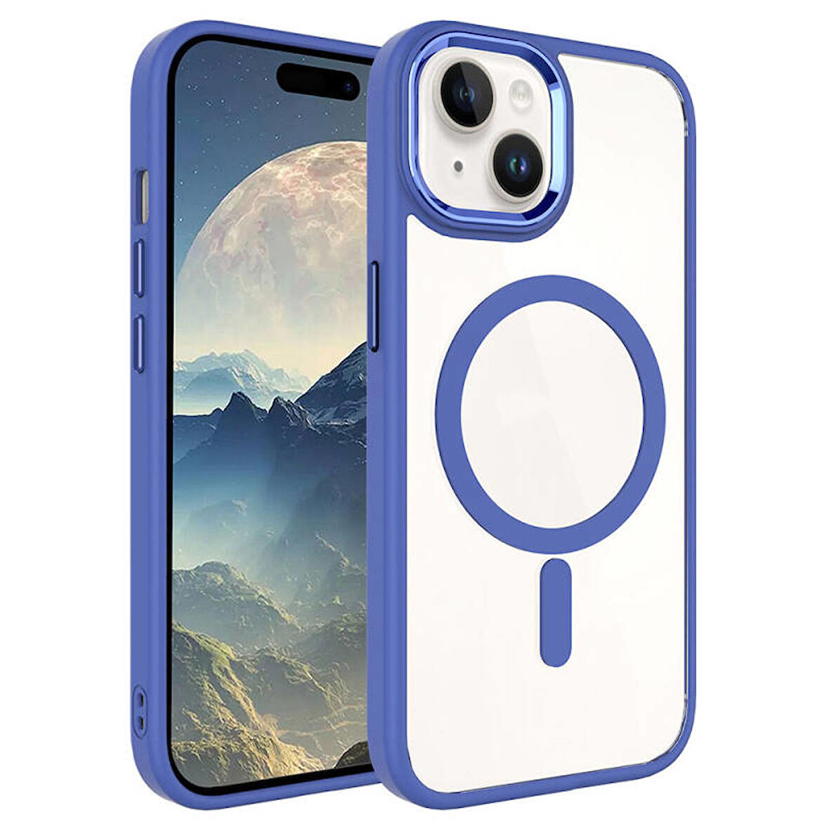 Apple iPhone 15 Kılıf Wireless Şarj Özellikli Krom Magsafe Silikon Kapak