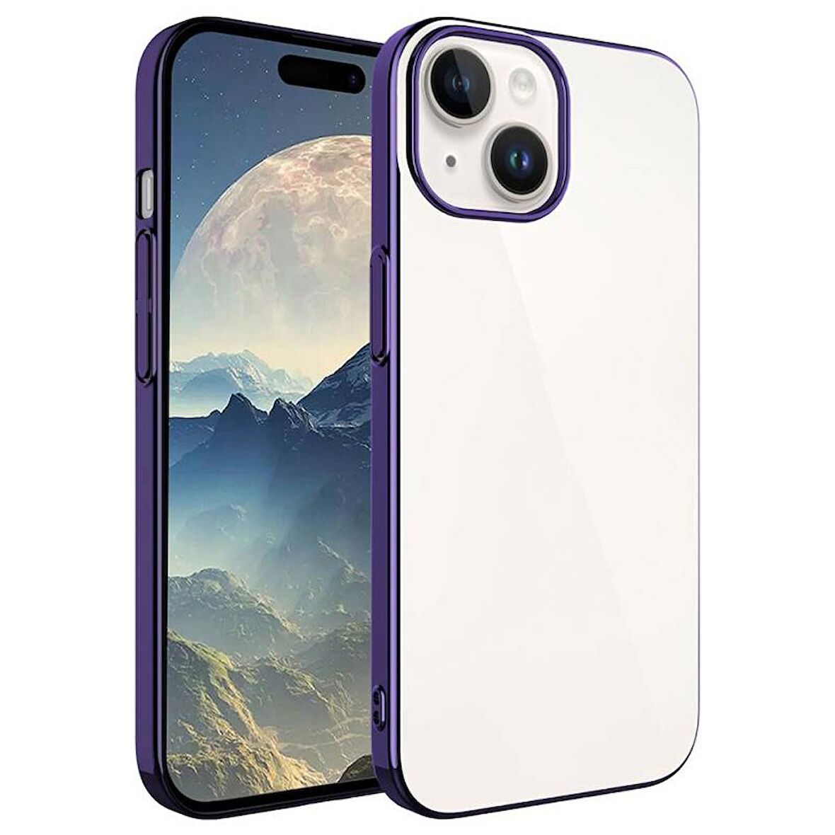 Apple iPhone 15 Kılıf Sert PC Renkli Çerçeveli Riksos Kapak
