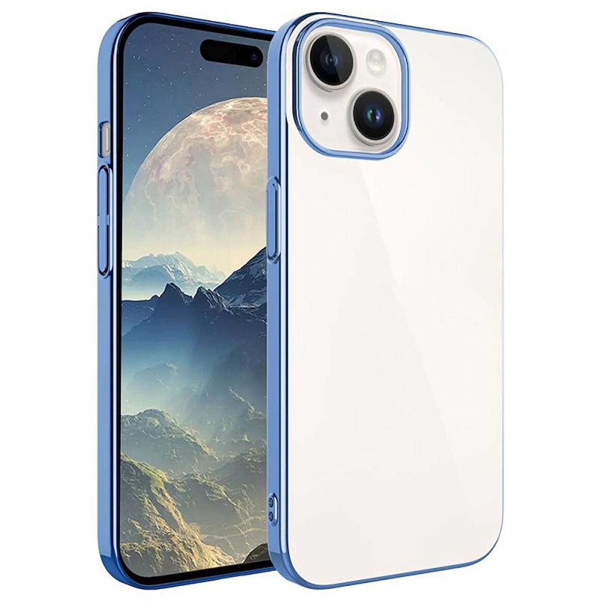 Apple İphone 15 Plus Kılıf Sert PC Renkli Çerçeveli Riksos Kapak