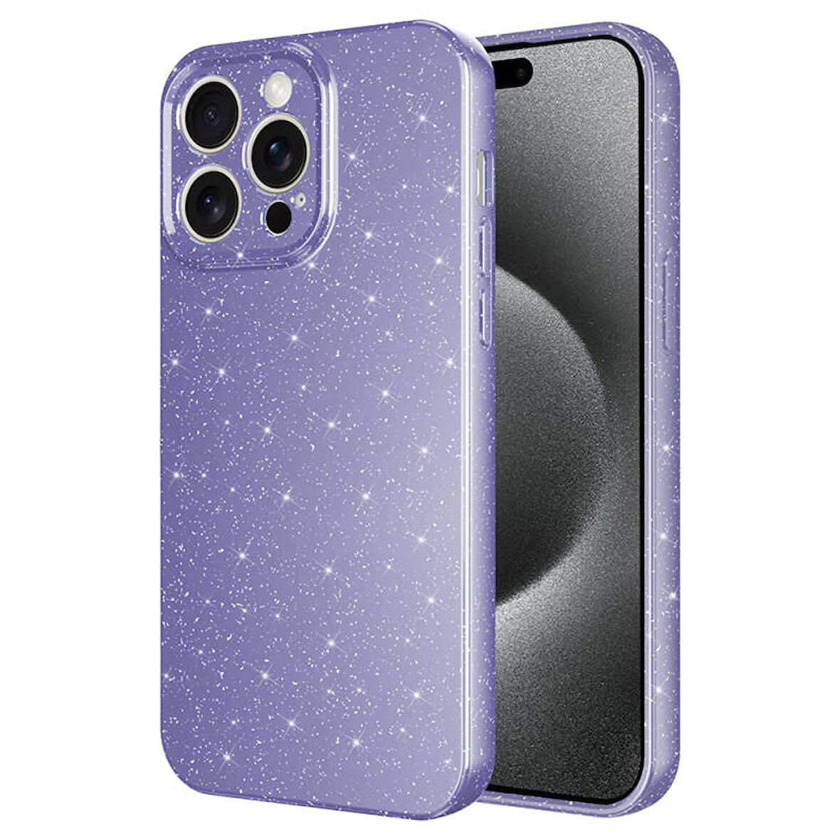 Apple iPhone 15 Pro Max Kılıf Kamera Korumalı Simli Lüks Koton Kapak