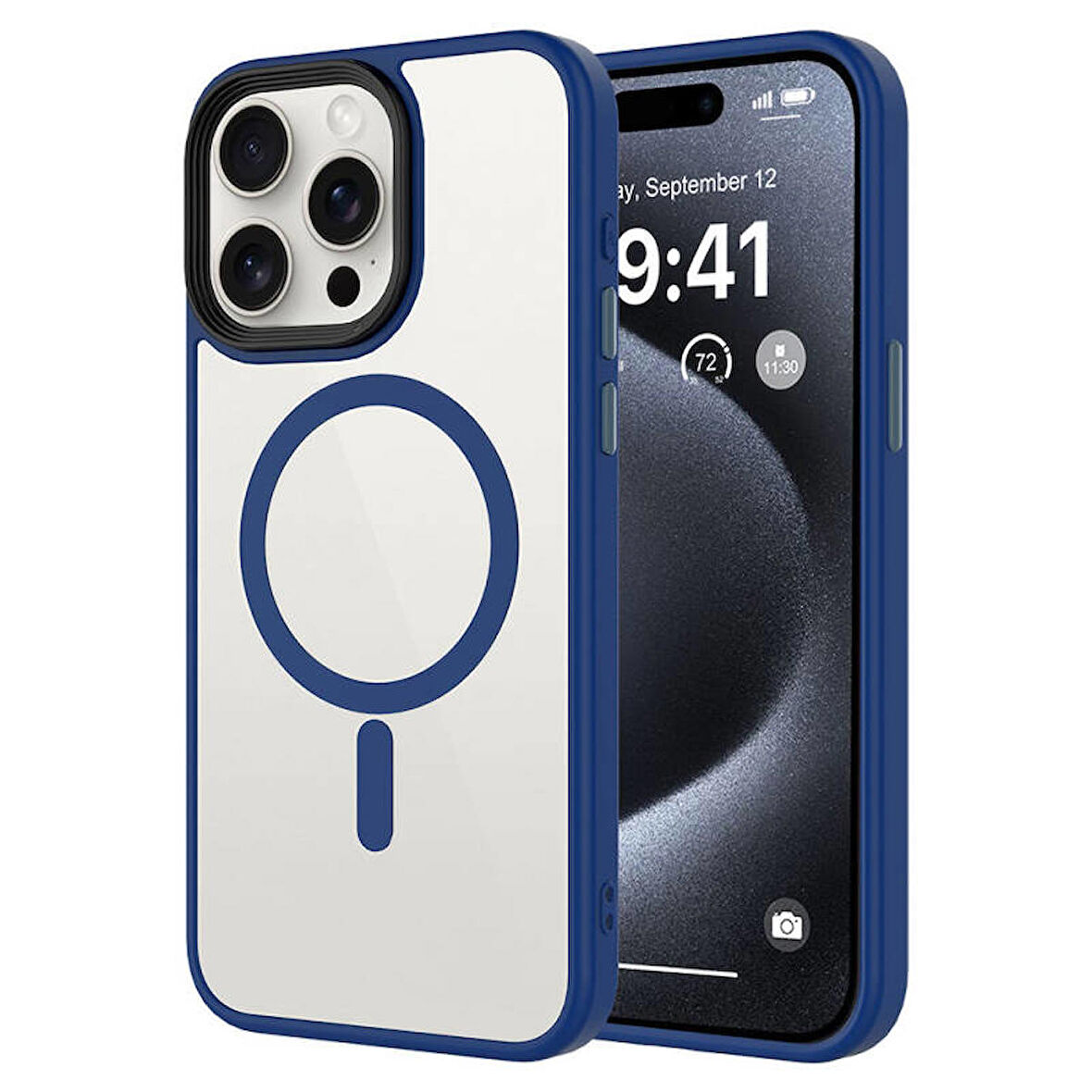 Apple iPhone 15 Pro Max Kılıf Mat Arka Yüzey Wireless Şarj Özellikli Flet Magsafe Kapak