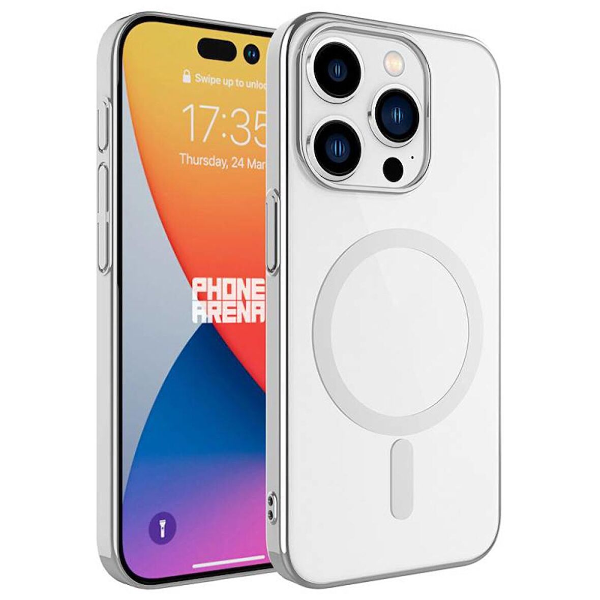 Apple iPhone 15 Pro Max Kılıf Wireless Şarj Özellikli Pixel Magsafe Kapak