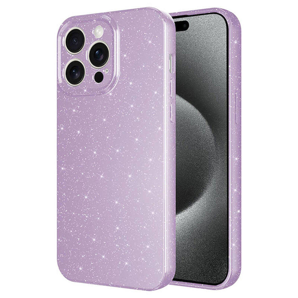 Apple iPhone 15 Pro Kılıf Kamera Korumalı Simli Lüks Koton Kapak