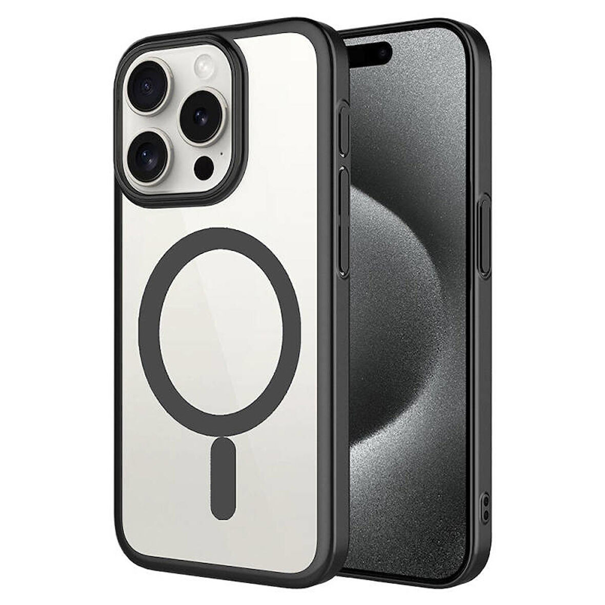 Apple iPhone 15 Pro Kılıf Wireless Şarj Özellikli Sert PC Mat Riksos Magsafe Kapak