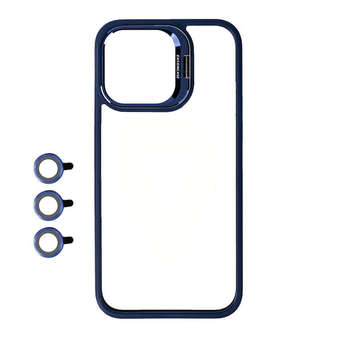 Apple iPhone 15 Pro Kılıf Kamera Lens Korumalı Standlı Klon Lensli Kapak