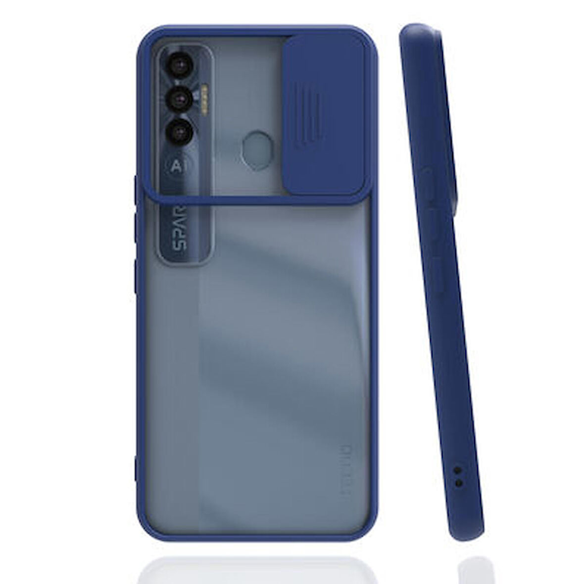 Tecno Spark 7 Pro Kılıf Lensi Kamera Korumalı Sürgülü Silikon Kapak