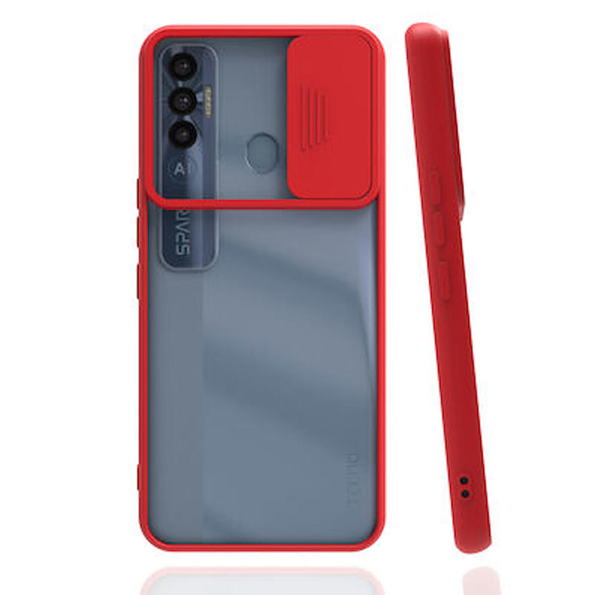 Tecno Spark 7 Pro Kılıf Lensi Kamera Korumalı Sürgülü Silikon Kapak