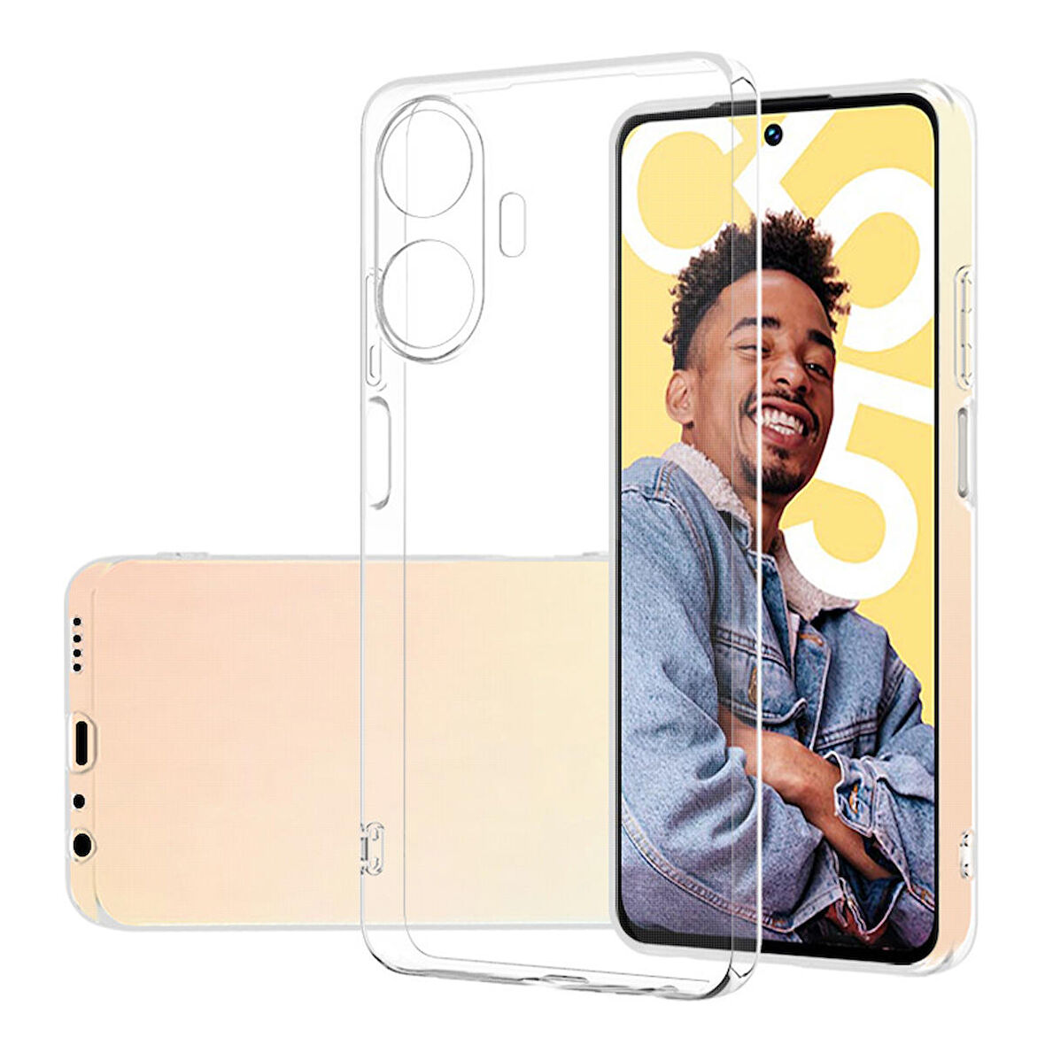 Realme C55 Kılıf Süper Şeffaf Silikon Kapak