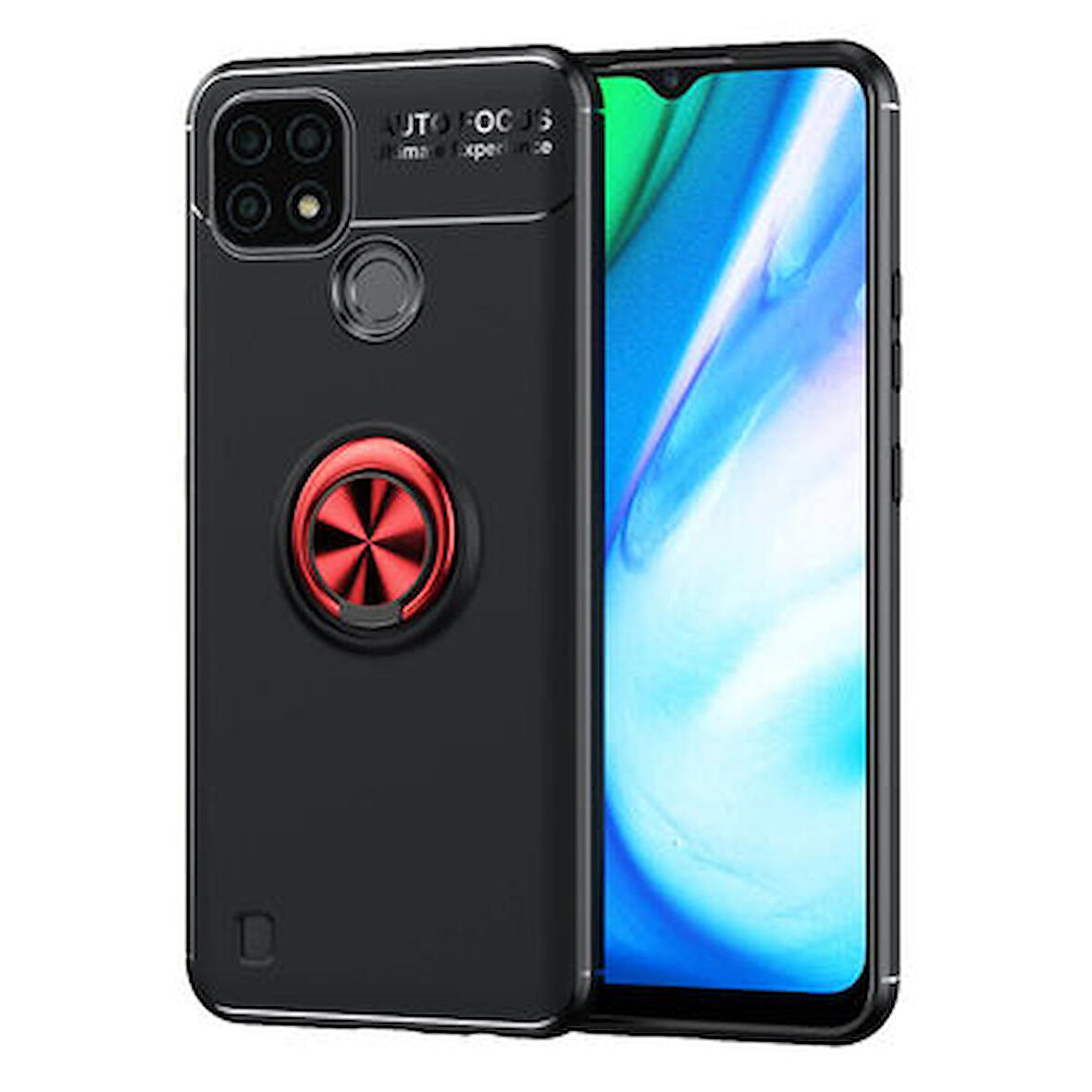 Realme C21 Kılıf Ravel Yüzüklü Standlı Silikon Kapak