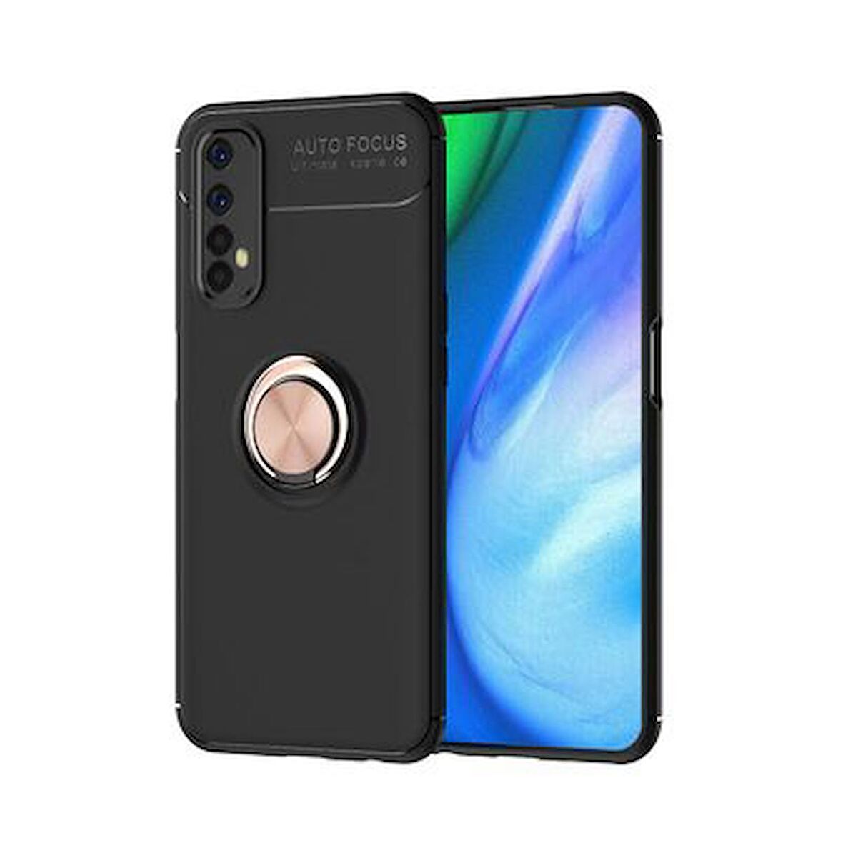 Realme 7 Kılıf Ravel Yüzüklü Standlı Silikon Kapak