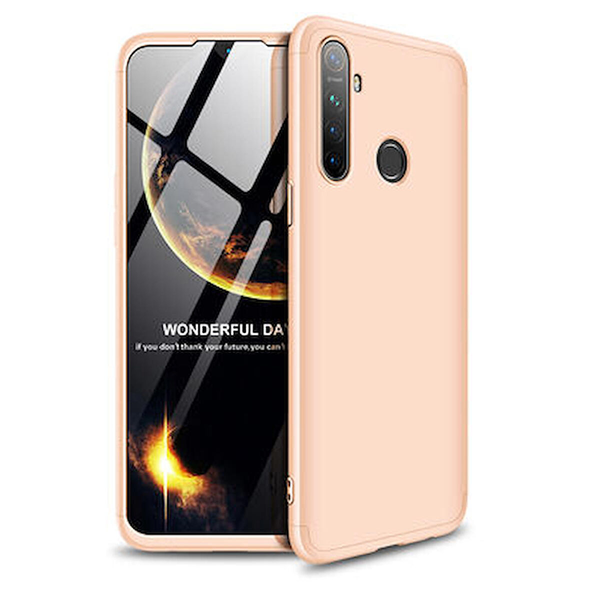 Realme 5 Kılıf 360 Tam Koruma Ön Ve Arka Sert Mika Kapak Ays