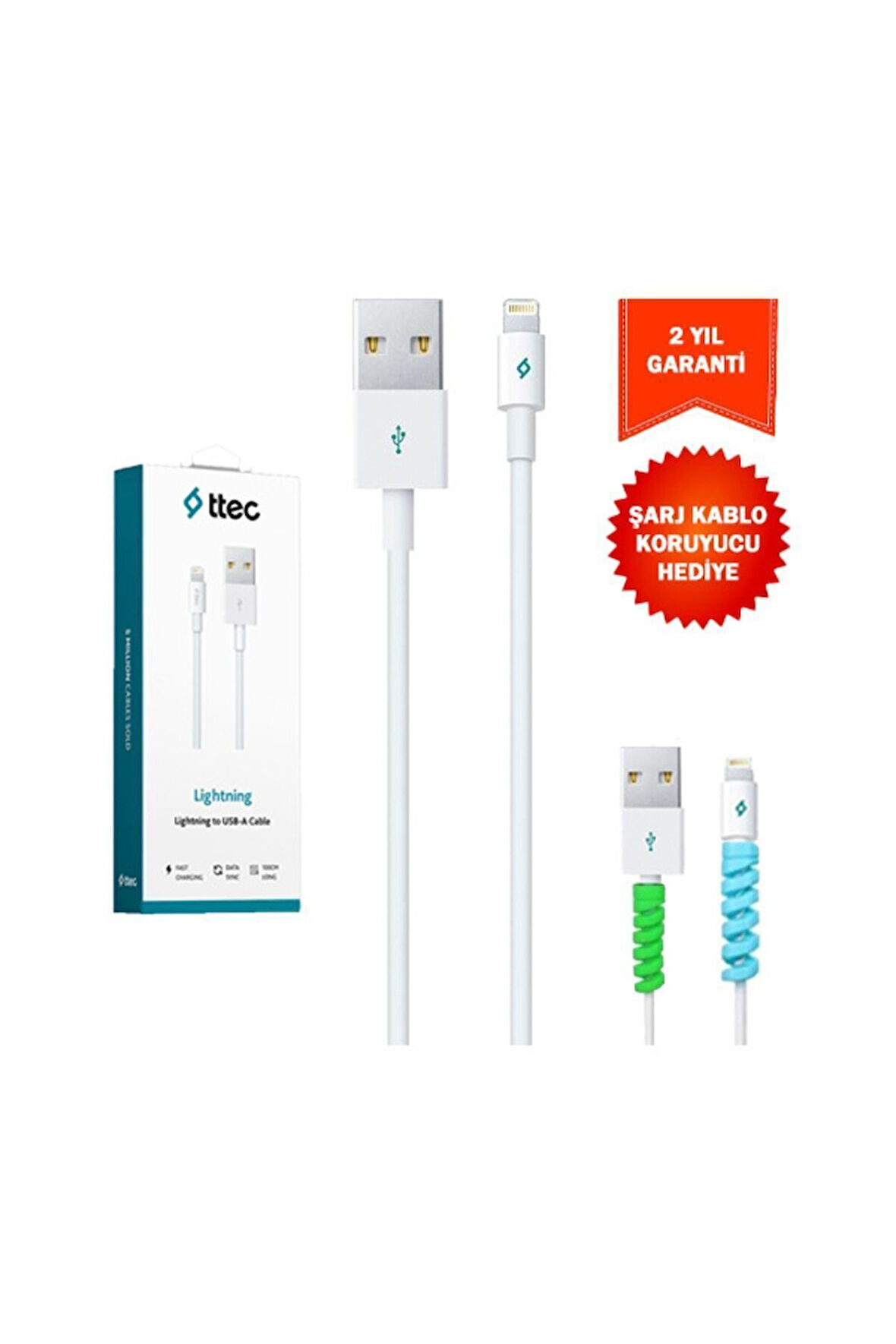 Iphone (13, 12, 11, X, 8, 7, 6) Uyumlu Orjinal Şarj Ve Data Kablosu 1m. Kablo Koruyucu