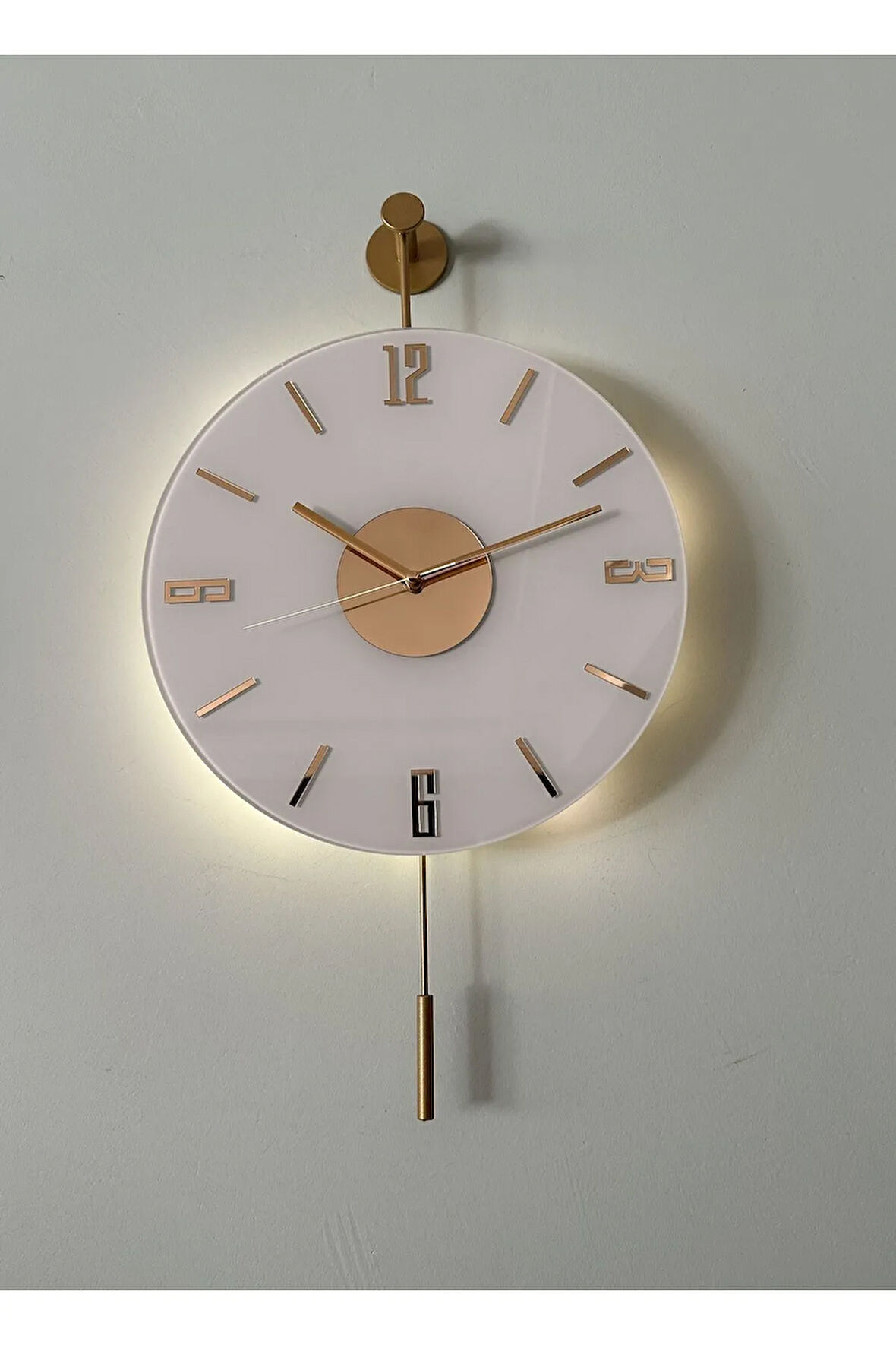 Kardelen Gold Seri (30X55CM) ,pilli Led ,modern Dekoratif Metal Duvar Saati