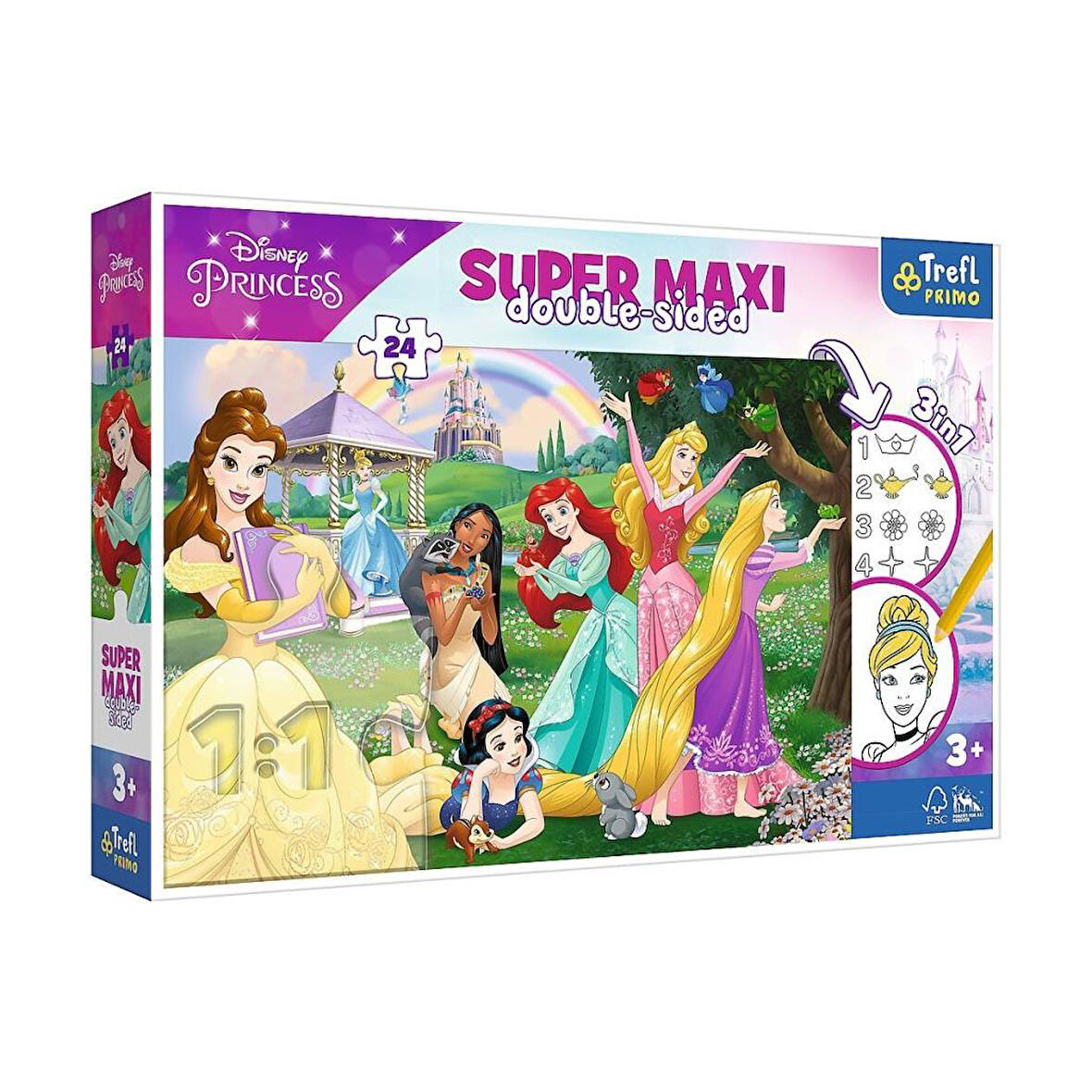 Nessi World PUZZLE-41008 Super Maxi Princess 3IN1 14 Parça Çocuk Puzzle