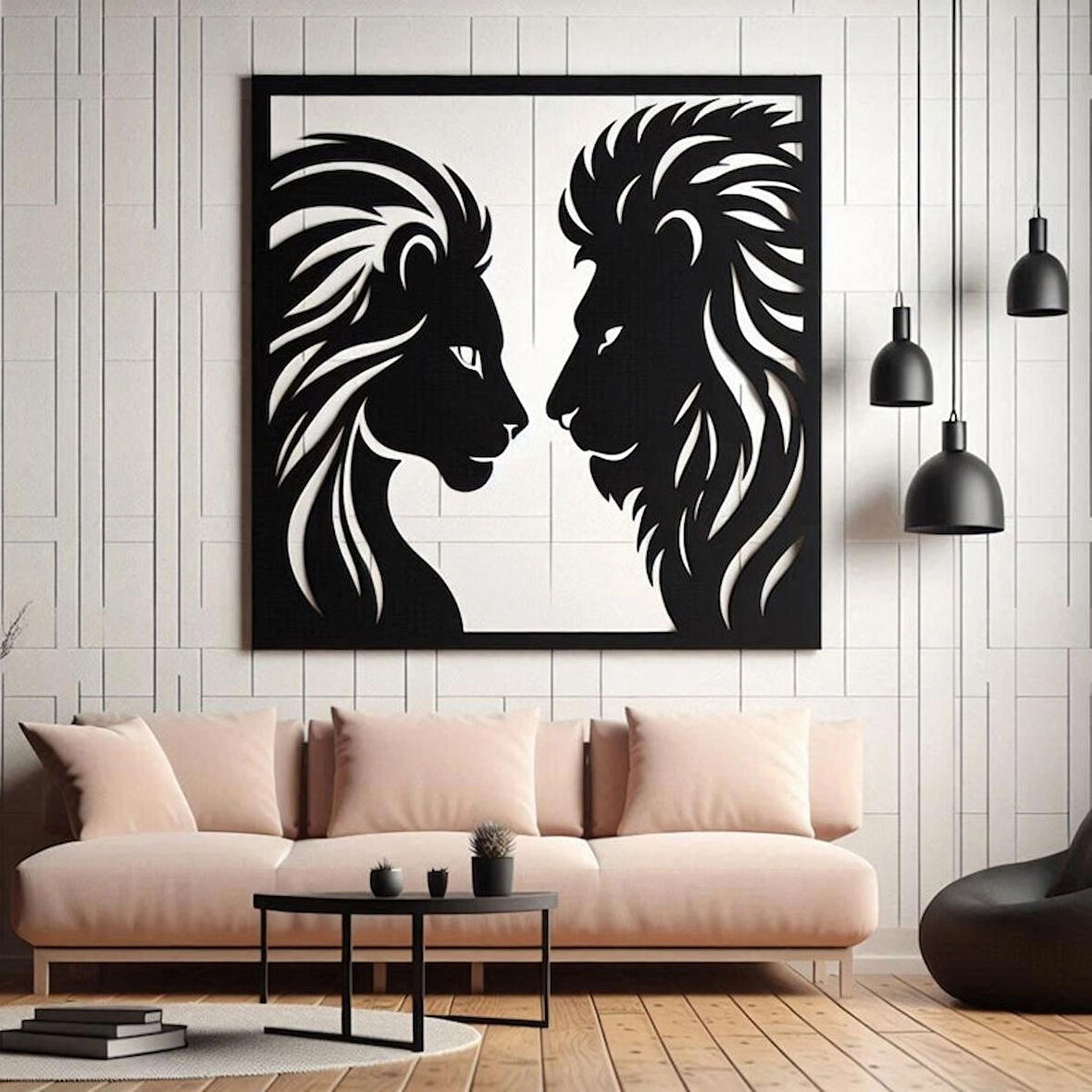 Aslan dekoratif modern Ahşap dekor tablo 