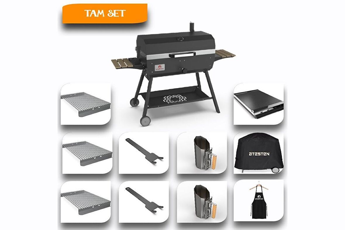 Ateşten Maxi Barbekü Mangal - Tam Set
