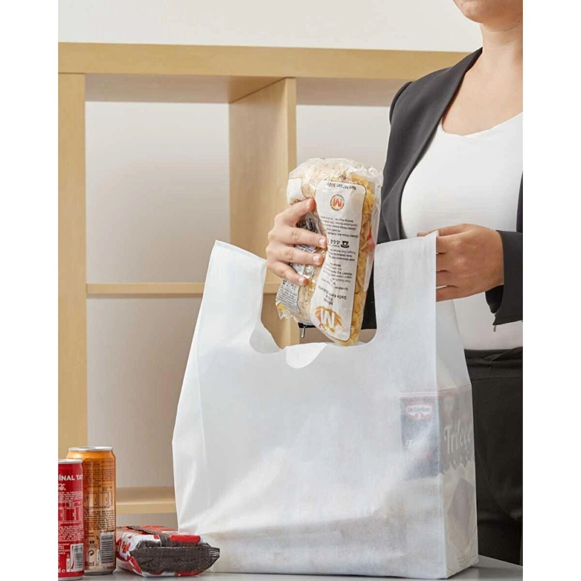 1 Kg Beyaz Atlet Poşet – Büyük Boy, 30x56 cm, Ort 50-60 Adet, Dayanıklı ve Ekonomik Kullanım