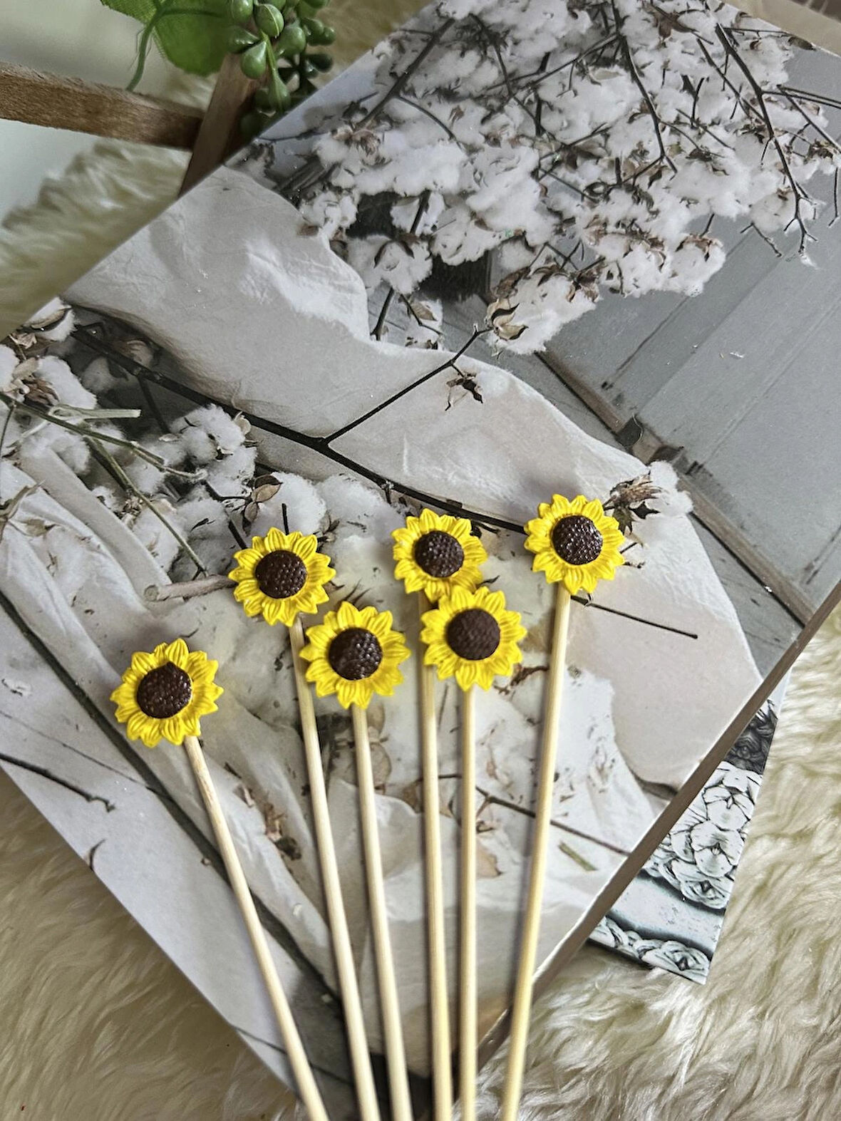 Evdeki Atölyem 6 ‘lı ayçiçeği saksı süsü 