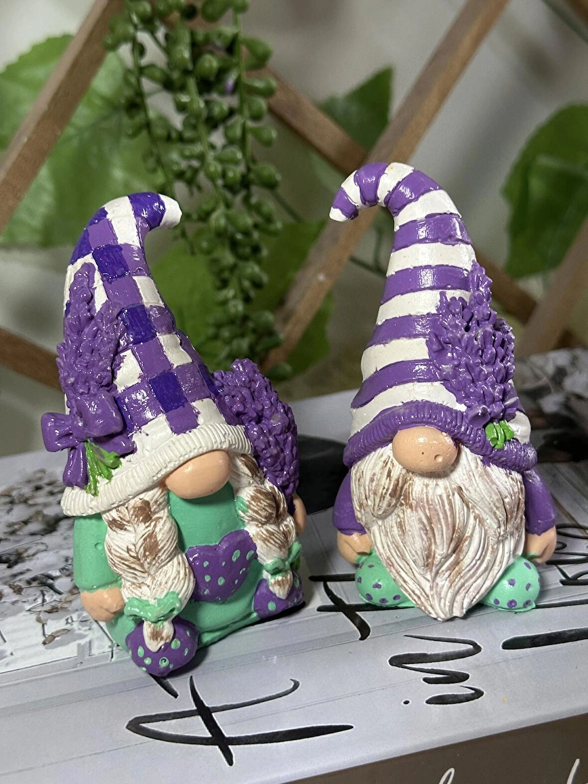 Evdeki Atölyem 2’li lavantalı Gnome (cüce) biblo 