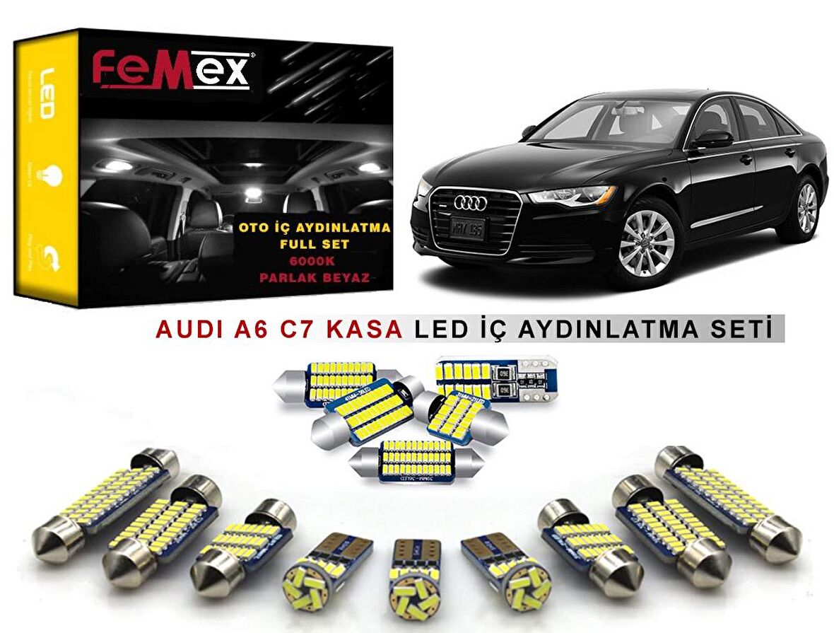 Audi A6 C7 Kasa LED İç Aydınlatma Ampul Seti FEMEX Parlak Beyaz