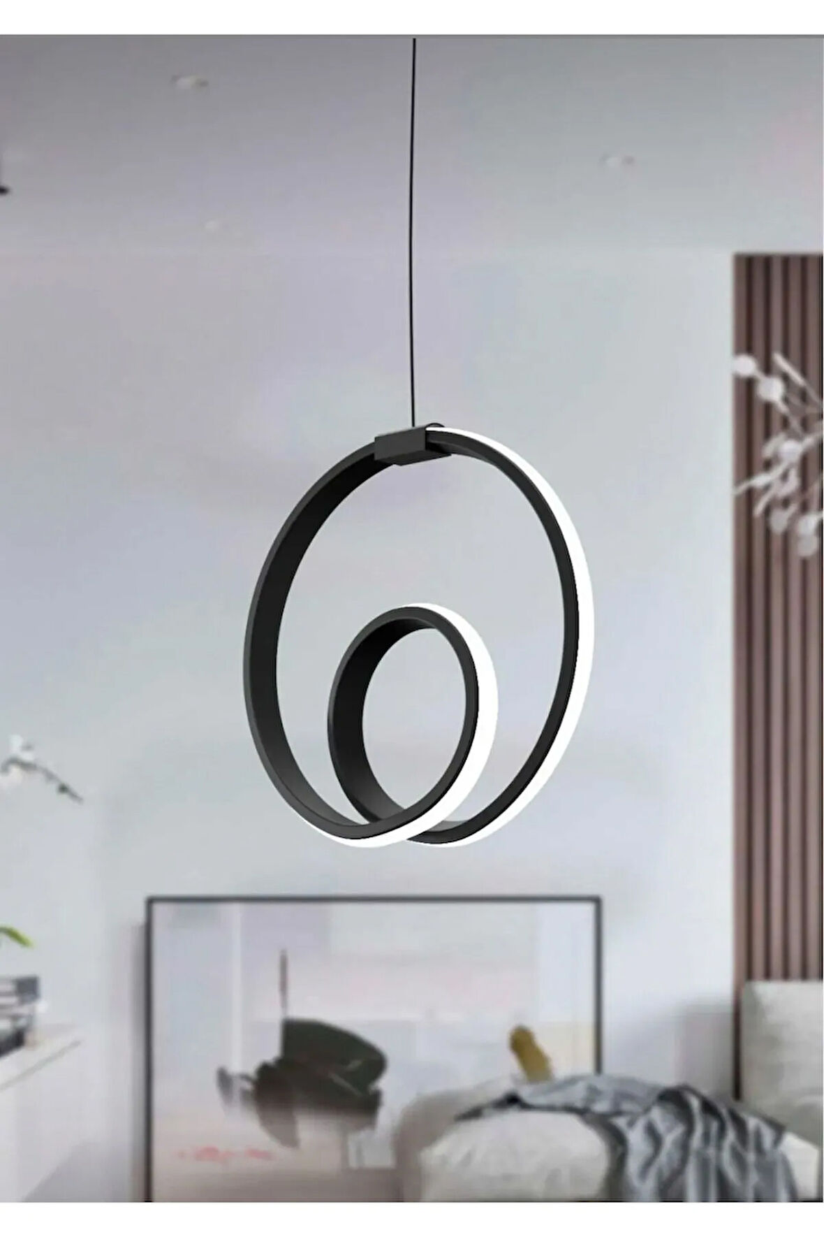 Aura Model Siyah Kaplama Sarkıt Led Avize Oturma Odası Çocuk Odası Koridor