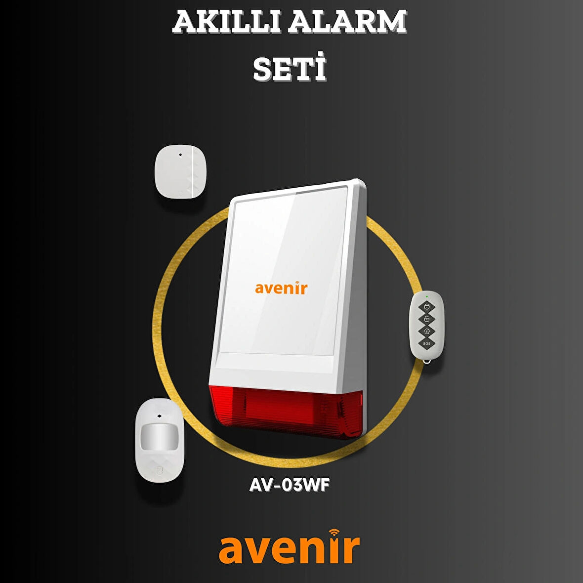 Av-03wf Wifi Kablosuz Akıllı Alarm Seti (1 KAPI/PENCERE SENSÖRÜ)(1PIR)(1 KUMANDA)