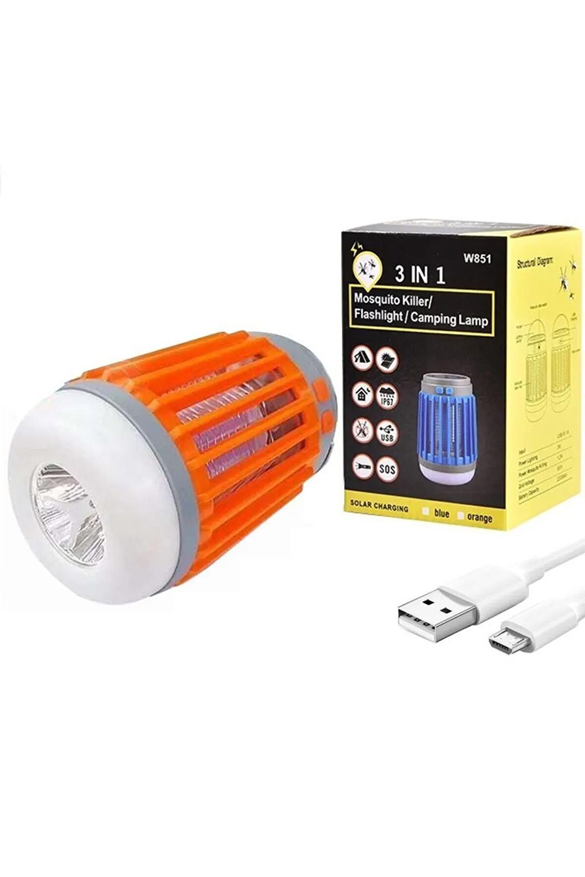 ShopZum W851 USBLİ SOLAR SİNEK ÖLDÜRÜCÜ ÖZELLİKLİ 3IN1 KAMP FENERİ