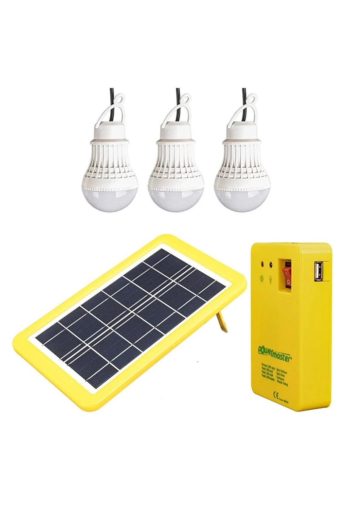 Pm-8905 Güneş Panelli 3 Lambalı Powerbank Özellikli Çok Amaçlı Şarjlı Solar Aydınlatma ( Lisinya )