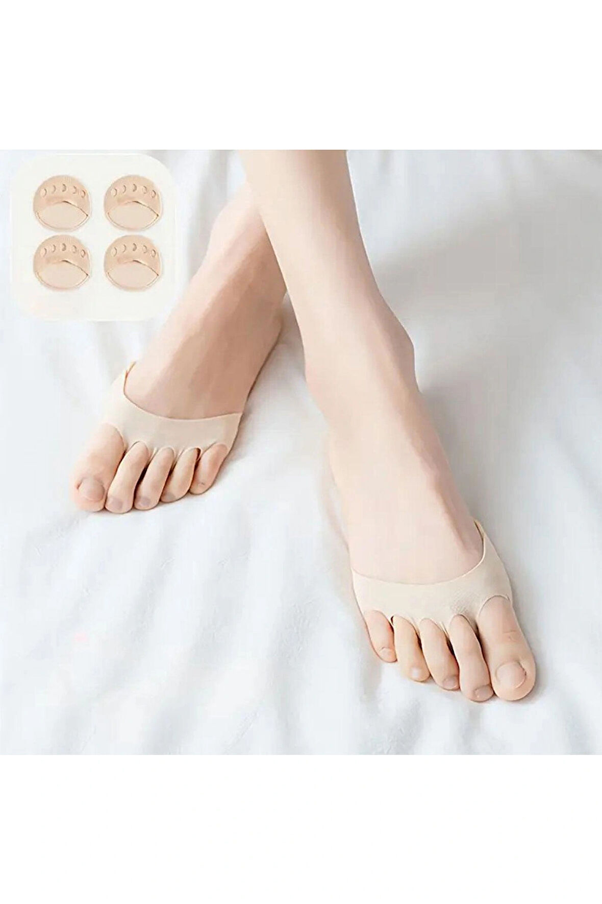  1 Çift 2 Adet 9 CM Ağrı Önleyici Pamuklu Kumaş Ayak Parmak Altı Destek Pedi Krem