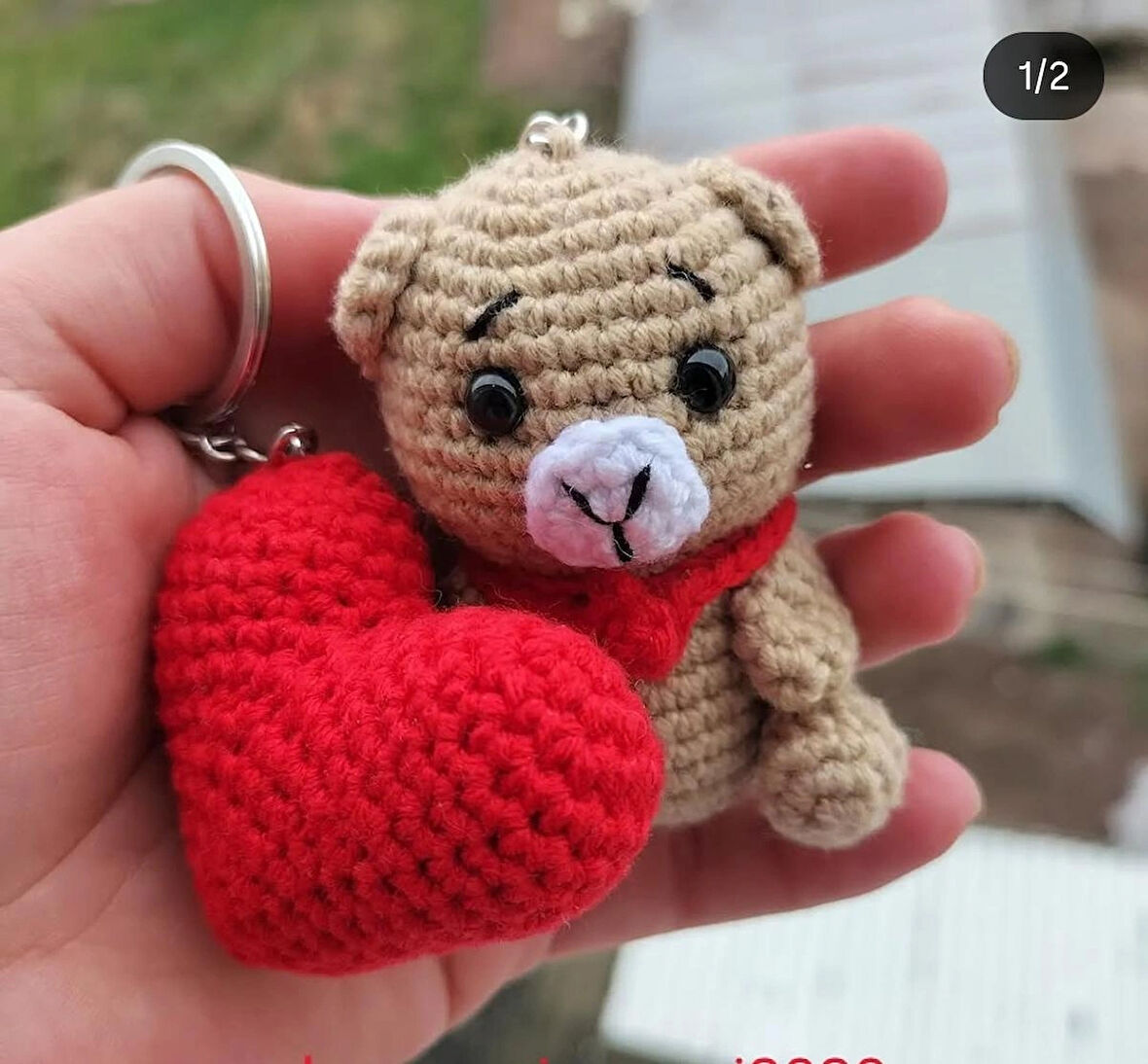 Amigurumi kalp ve ayıcık anahtarlık 