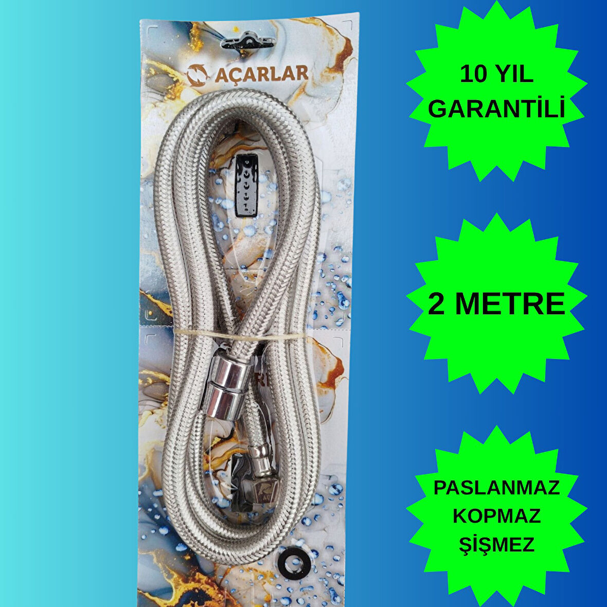 10 Yıl Garantili Paslanmaz Çelik 2 Metre Spiral Duş Başlığı Hortumu 1.kalite