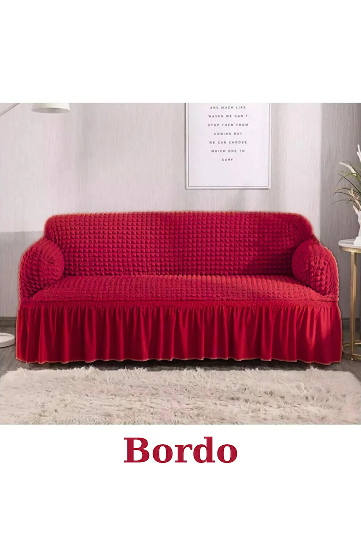 Bürümcük kumaş koltuk, kanepe, çekyat örtüsü. Bir adet 3lü lastikli, esnek,yıkanabilir koltuk kılıfı