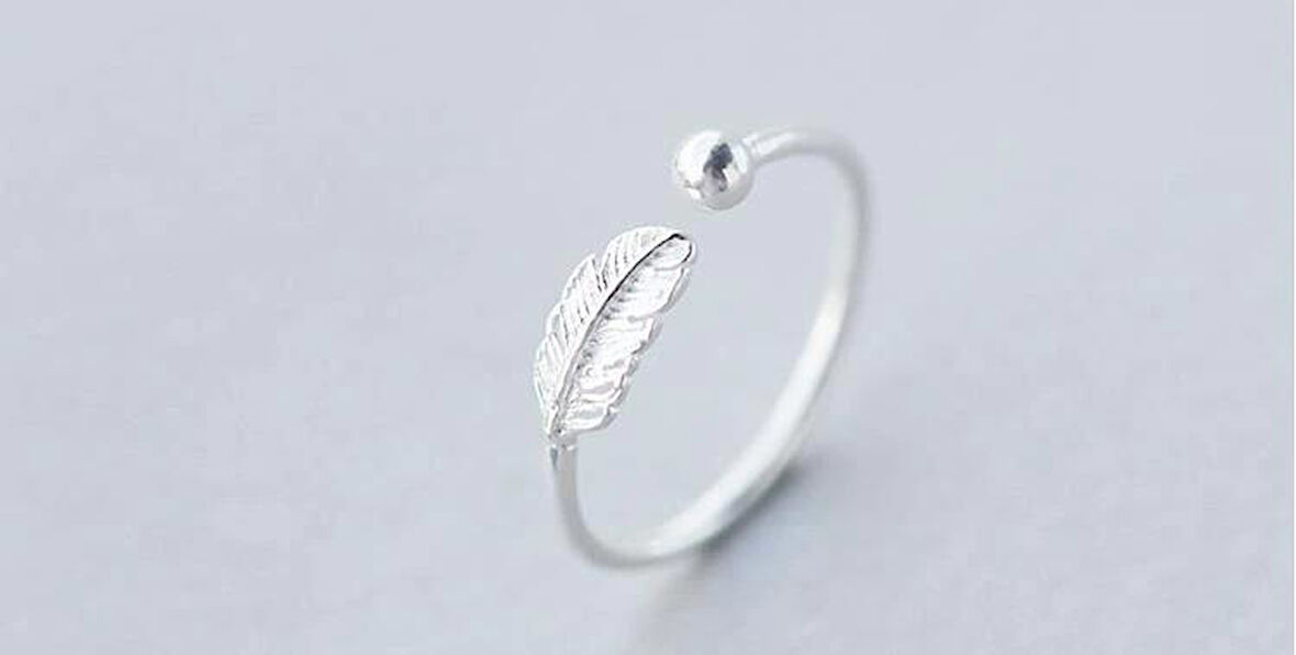 925 Ayar Gümüş Tüy Model Boyutlanabilir Kadın Yüzük